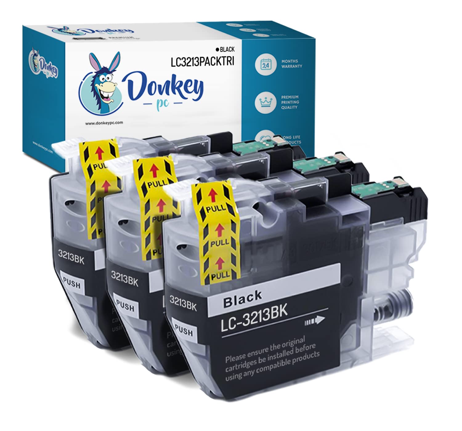 Donkey pc - 3 pack compatible ink cartridges for Brother LC3213 LC3211 LC 3213 LC 3211 for Brother MFC-J497DW DCP-J572DW MFC-J890DW MFC-J491DW DCP-J772DW MFC-J774DW 895DW (3) Colours)