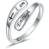 AMBCESSER 925 Sterling Silver Inspirational Adjustable Rings - Personality Encouragement Jewelry Gift For Women