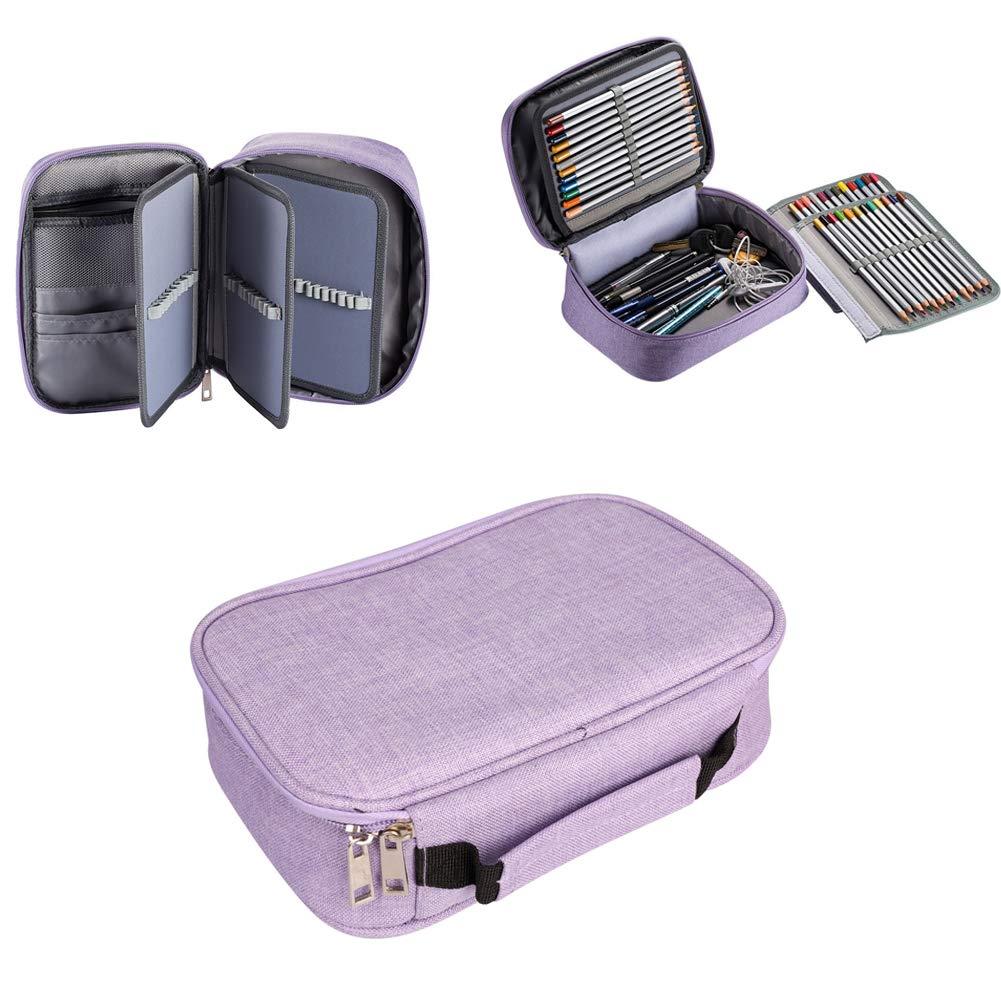 LONTG Large Colored Pencil Case Big Capacity Pen Bag Multi-Layer Pencil Case Pen Organiser Zipped Art Supplies Storage Pouch Case for Artist Students Sketch Drawing Pencils Holder 72 Slots