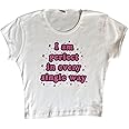 Baby Tees for Teen Girls Y2K Letter Print Crop Top Grunge Women T-Shirt