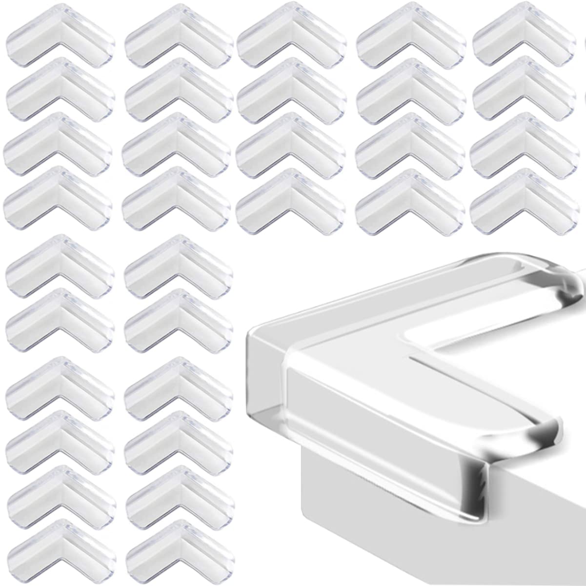 Safety Corner Protectors Guards, 32Pcs Baby Proofing Safety Corner Clear Furniture Table Corner Protection, Kids Soft Table Corner Protectors for Child for Furniture Against Sharp Corners