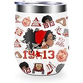 Sorority Gifts for Women Theta Paraphernal Gifts Delta 1913 Sigma 12 oz Stainless Steel Coffee Wine Tumbler Cup with Lid