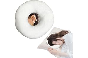 GCHC-CYL Ear Piercing Pillow for Side Sleepers，Donut Pillow with Ear Hole Ear covers for sleeping ，Pillow with arm hole，Ear Guard Pillow for Ear Pain Ear Pressure (White-Velvet)