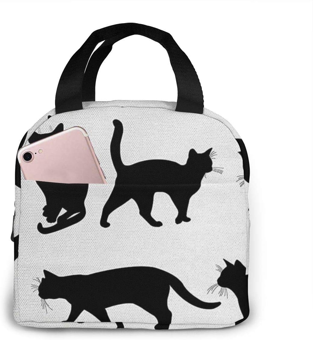 Black Cat Lunch Bag, Insulated Lunch Box, Large Cooler Tote Bags, Meal Prep Lunch