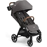Joie Nutmeg Lightweight Travel Stroller, One-Hand Fold, Birth+ | Near-flat newborn recline, lightweight design, compact one-hand fold and travel system compatibility