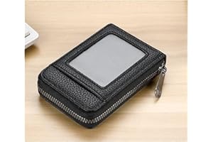 Credit Card Case Compact Wallet with ID Window for Men and Women with 11 Card Slots, Black