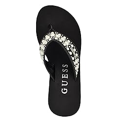GUESS Women's Silus Wedge Sandal, Black, 6.5