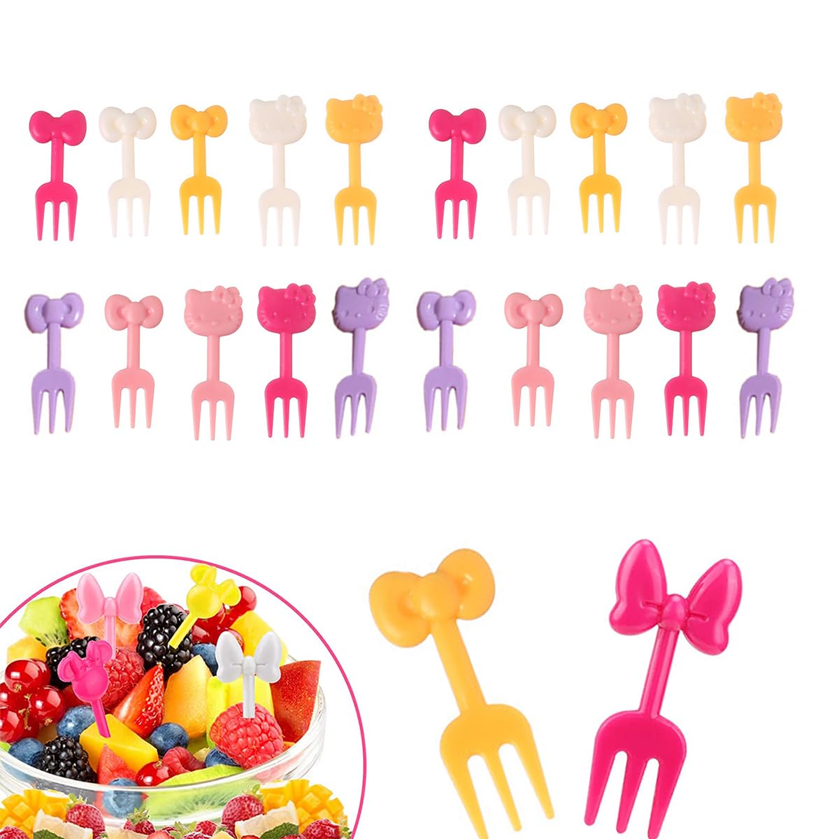20PCS Mini Fruit Forks,YiXuTag Cartoon Toothpick,Cartoon Toothpick Bento Cartoon Children Reusable Fruit Forks,Cake Decoration Forks,Cocktails,Sandwiches,Parties