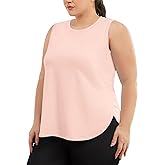 COOTRY Plus Size Workout Tank Tops for Women Sleeveless Athletic Shirts Loose Fit Yoga Running Clothing with Side Slits