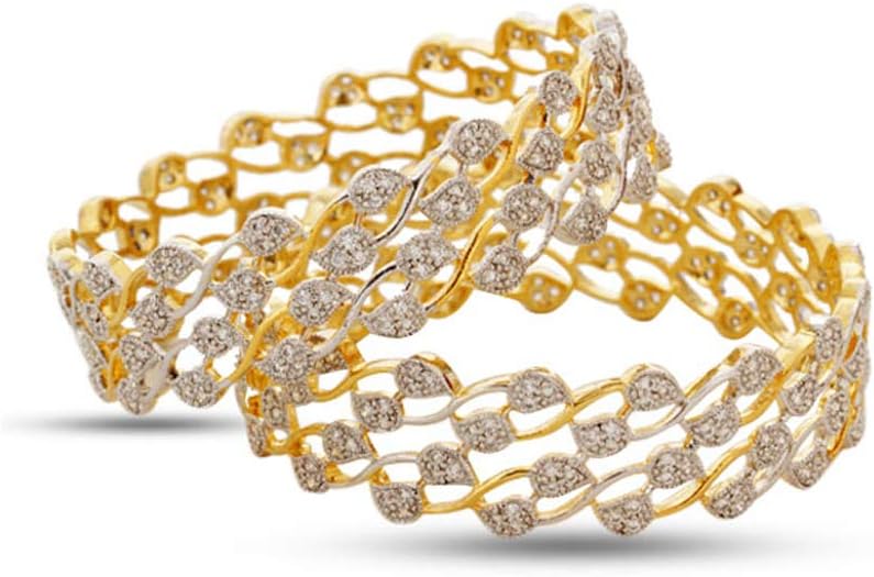 Jewels Galaxy Designer American Diamond Gold Plated Bangles for Women/Girls