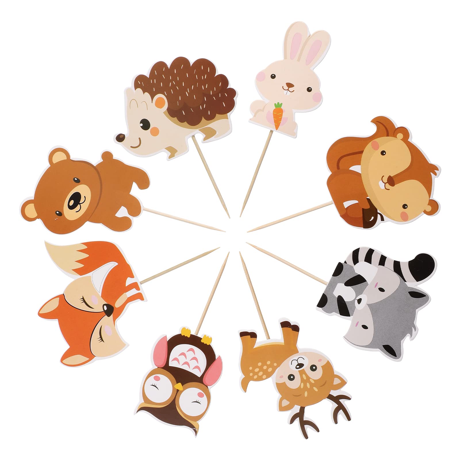 Forest Animal Party Cake Lid Woodland Cupcake Topper Dessert Picks for Baby Party Kids Birthday Pieces