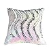Fengheshun Reversible Sequins Pillowcase Pillow Covers 40 x 40 cm Two Color Changing (Rainbow+Silver),Great Gift for Kids