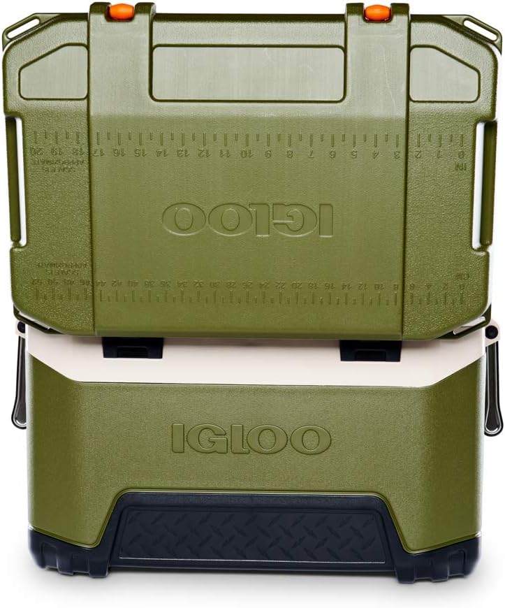 Igloo BMX 52 Quart Cooler with Cool Riser Technology, Fish Ruler, and Tie-Down Points - 16.34 Pounds - Green and Orange : Sports & Outdoors