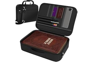 DEHITE Bible Cover for Men and Women – Black Bible Bag Case Large Size – Tote Bag – Fit Book 10.12 x 7 x 1.9 in – Pen Slots – Zippered Pocket – Shoulder Strap – Premium