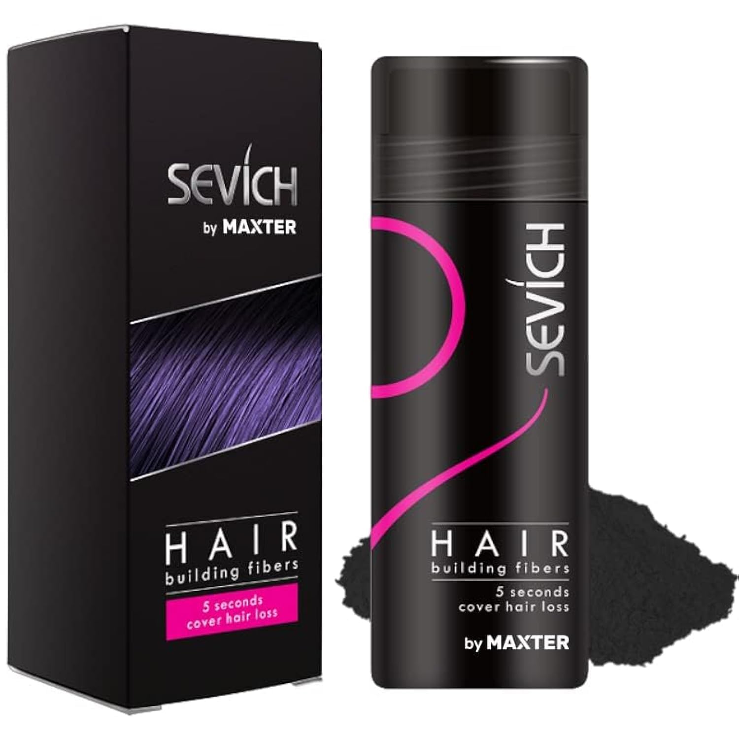 Hair Fibres Black for Men & Women - Natural Hair Powder for Building, Thickening and Hair Loss Coverage in 30 Seconds