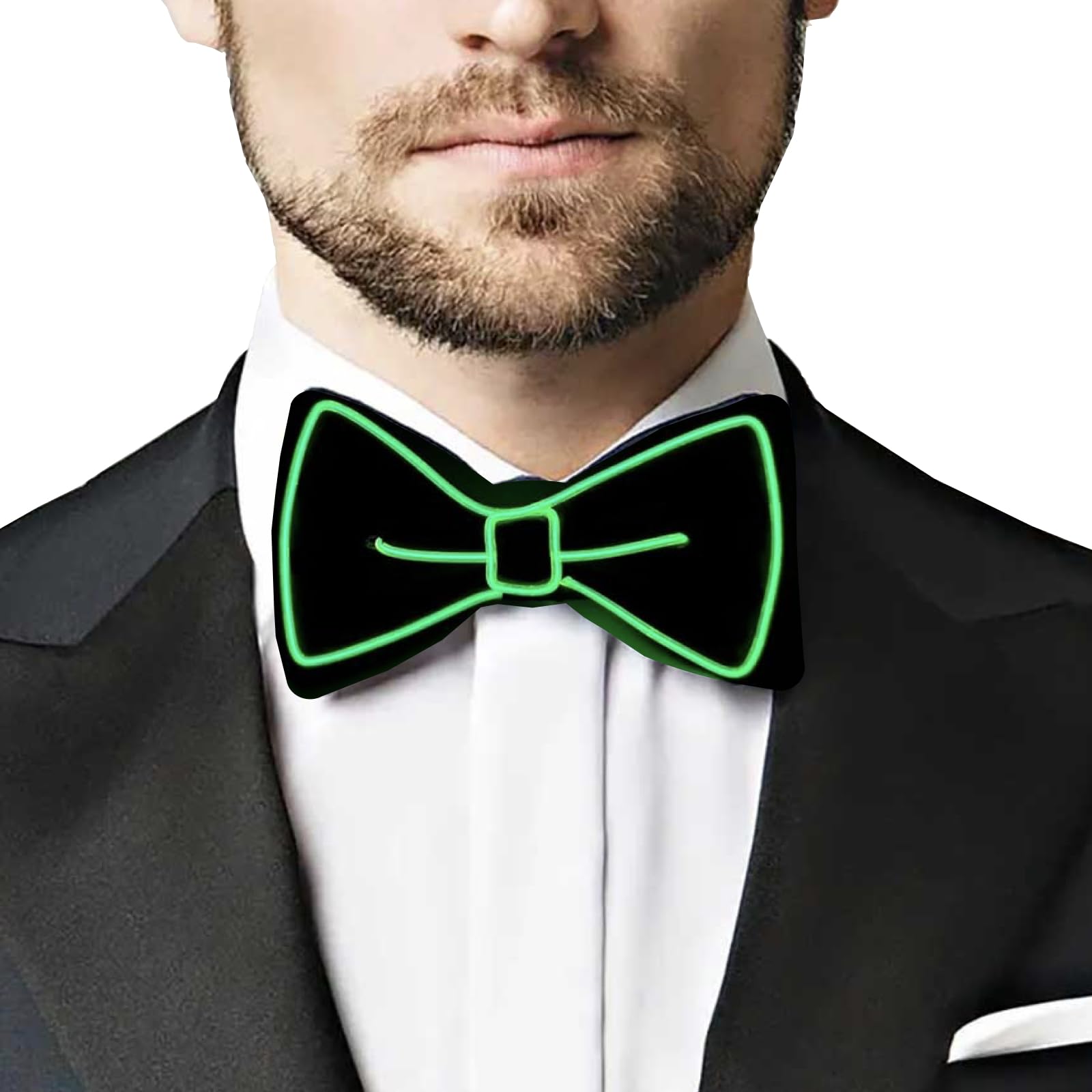 SOUTHSKY Light Up Bow Tie Novelty Neon EL Wire Glowing for Christmas,Halloween, Costume, Parties,Festival, Cosplay (Fluorescent Green) — image 1