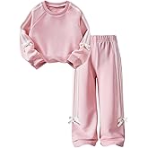 SOLY HUX Toddler Girl's Fall Clothes 2 Piece Set Bowknot Crewneck Sweatshirts and Wide Leg Pants Sports Outfits