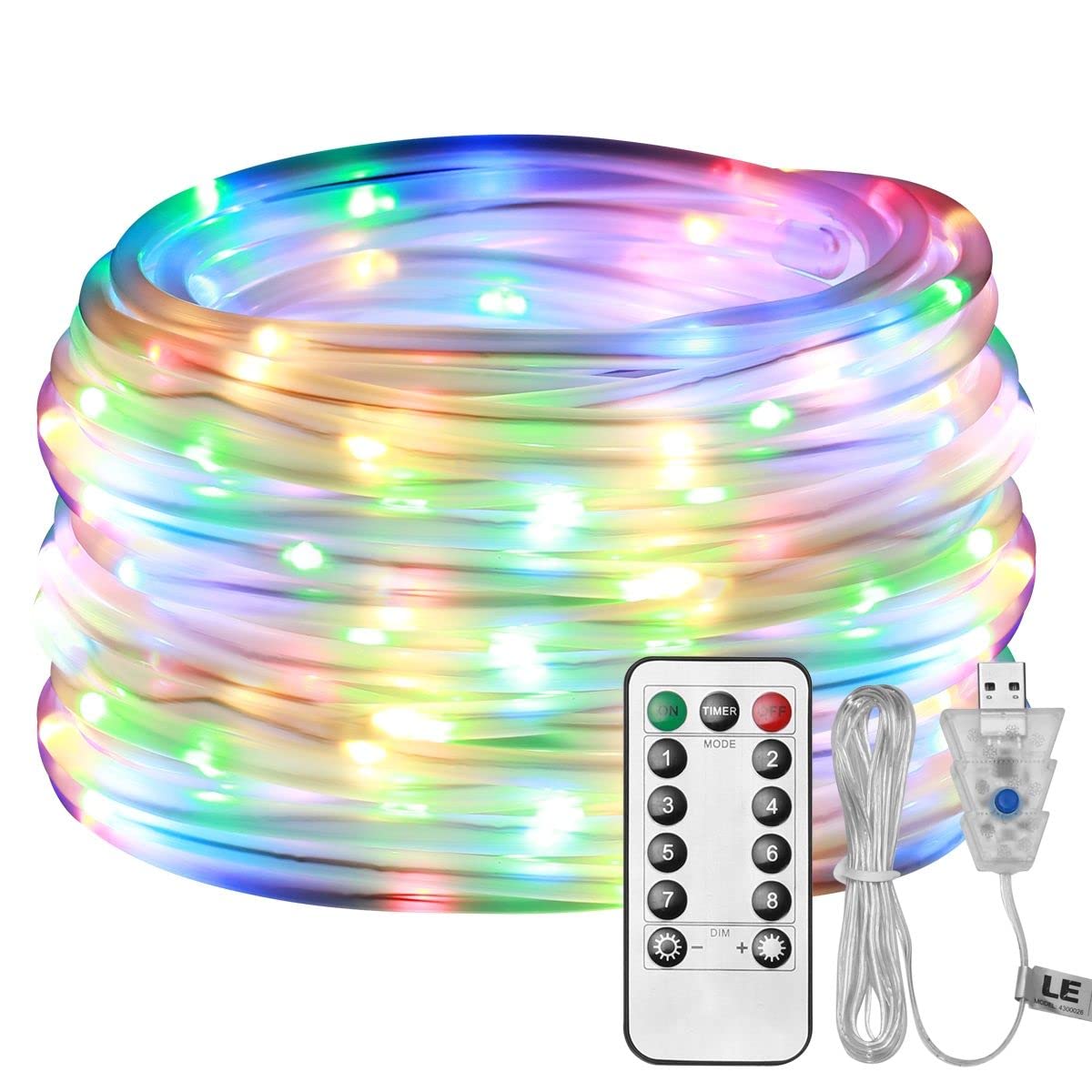 LED Fairy Rope String Lights - USB Powered 10 Meter 100 LED String Sensory Lights | 8 Mode Dimmable Indoor Lights for Christmas, Party & Fun Sensory Room…