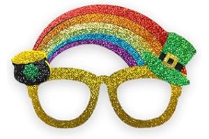 LUX TRENDS Rainbow Glitter Pot of Gold Glasses Frame or Green Glitter Shamrock Glasses Frame Unisex St Patrick's Day