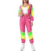 Yisfri Womens Color Block 2 Piece Windbreaker Outfits Long Sleeve Zip Front Crop Top Tracksuit Set