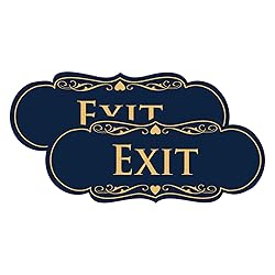 Designer EXIT Sign - Blue/Gold - Small