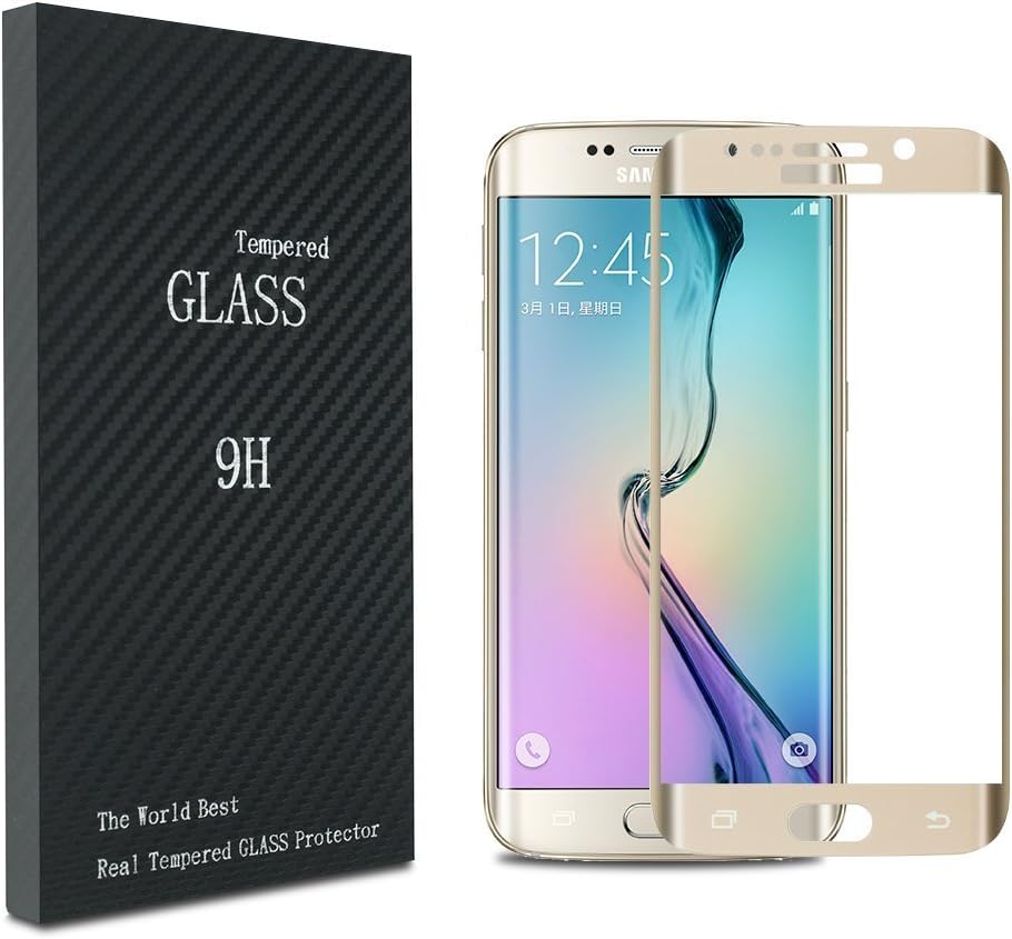 S6 Edge Plus Screen Protector, 0.2mm Thinnest Full Screen 5.7 Inch Premium Tempered Glass Screen Protector Film for Samsung Galaxy S6 Edge Plus(Gold)