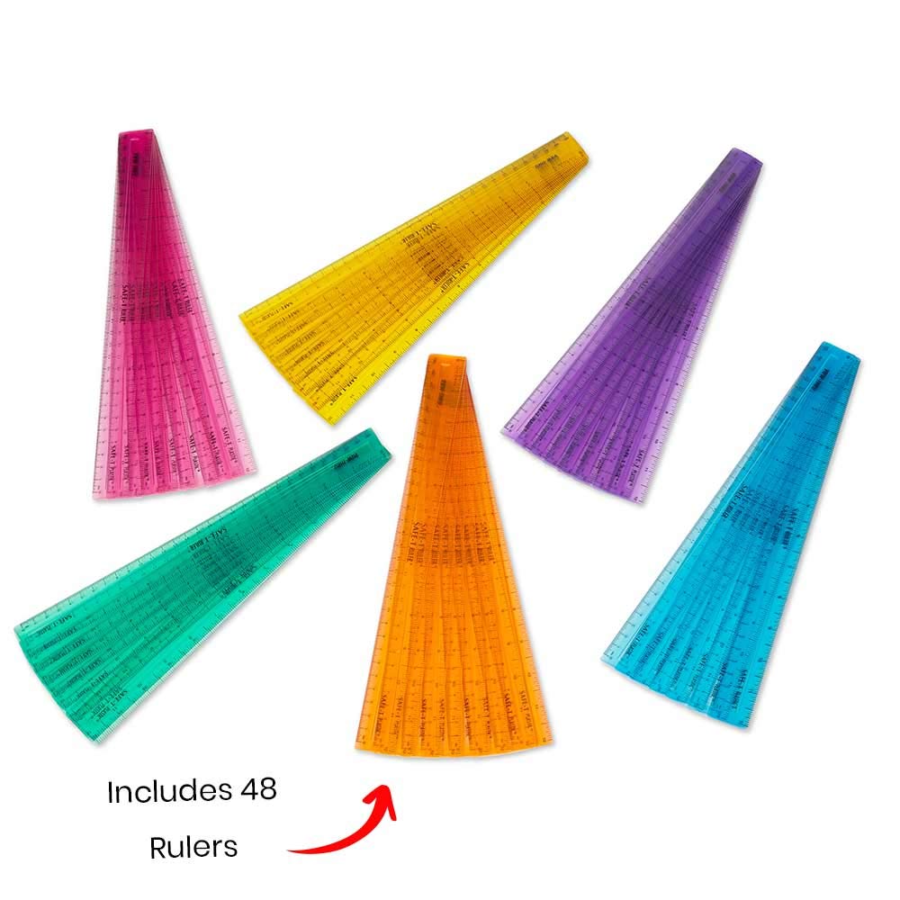 Plastic Safety Ruler Mua hand2mind-75642 Safe-T Ruler for Kids Math, Rainbow Plastic Rulers ...