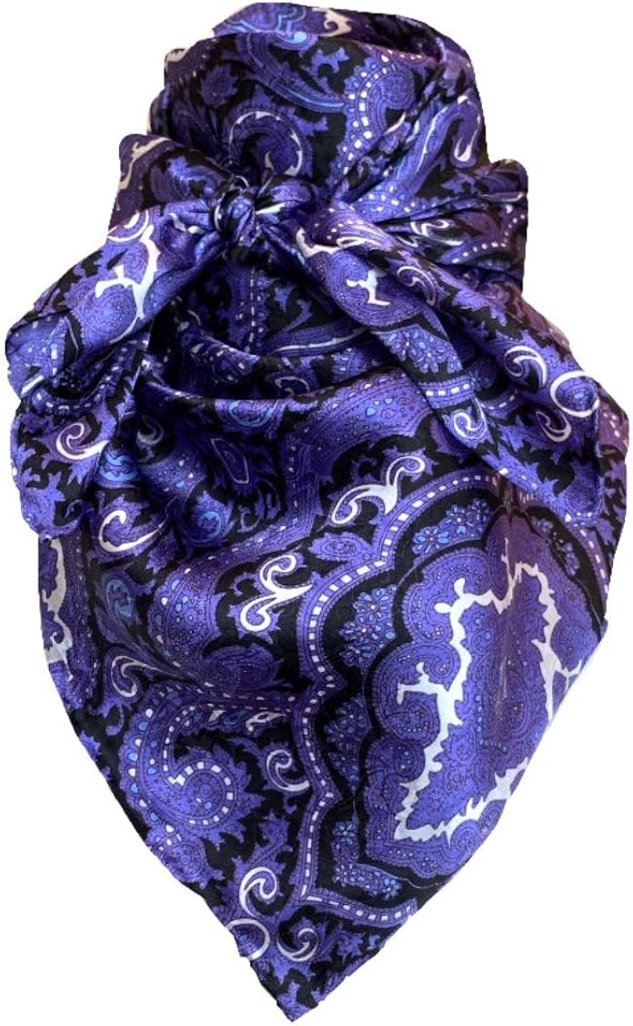 Wyoming Traders Mens Paisley Silk Wild Rag Scarf Purple/Black Amazon