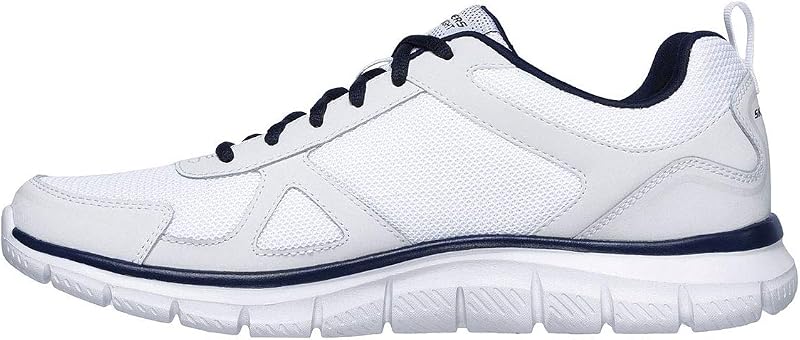 Track Scloric, ténis masculinos, Acabamento Azul-marinho em malha de couro branco Pu, 43 EU
