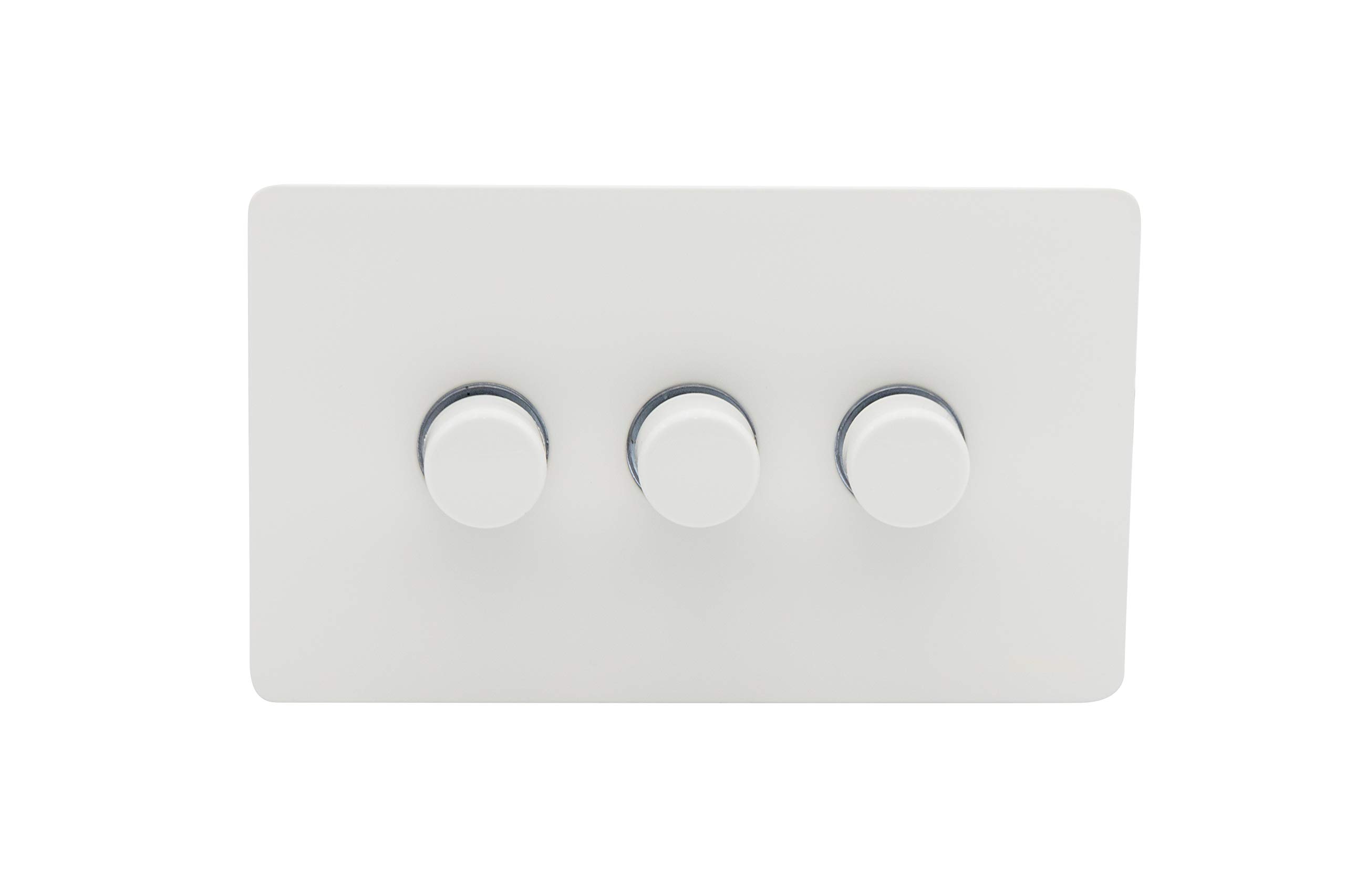 Schneider Electric Ultimate Screwless Flat Plate - 3 Gang 2 Way LED Dimmer Light Switch, 75 W/VA, GU6432LMPW, Painted White — image 1