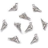 FASHEWELRY 50Pcs Antique Silver Bird Spacer Beads 7x14mm Tibetan Metal Alloy Animal Beads Vintage Western Charms for Crafts DIY Bracelets Bird Jewelry Making Supplies Hole: 1mm