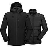 33,000ft Men's Waterproof 3-in-1 Ski Jacket, Warm Mountain Windbreaker Snow Rain Jackets Winter Coat with Puffer Jacket