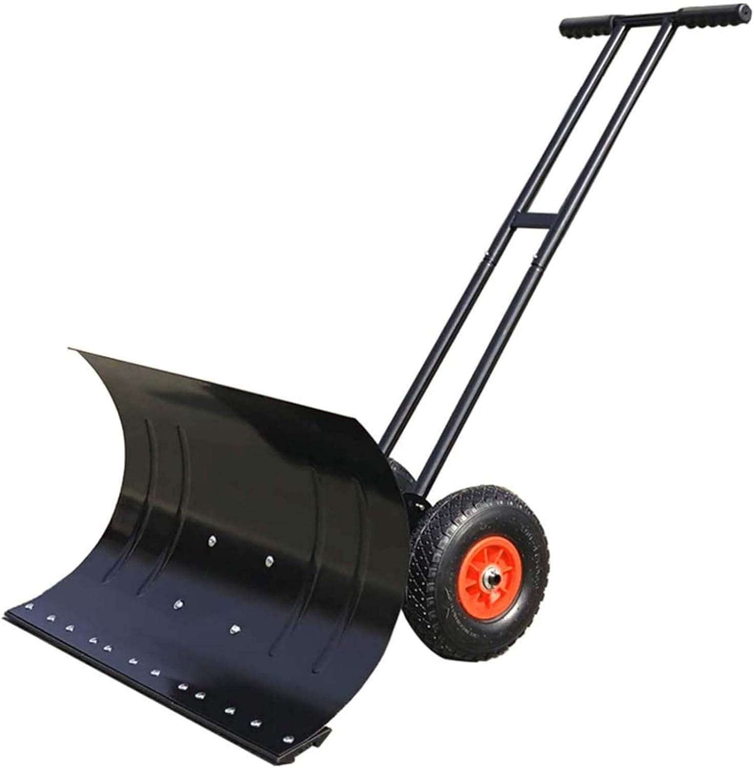 WSJTT Snow Shovels, Rolling Snow Pusher, 10" Wheels and Adjustable