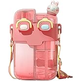 Aufona 25oz Kawaii Water Bottles with Two Ways to Drink, Two Different Drinks in One Cup, Cute Creative Outdoor Drinking Cup for Camping Hiking Backpacking Travel Office