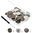 30 Sets Jeans Replacement Buttons 17mm Jean Buttons Replacement Kit with Rivets and Metal Base in Storage Box (Bronze,Silver,Copper)