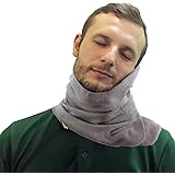 See You Always Travel Pillow - Airplane Pillow Scarf Travel Neck Support Wrap around - Travel Sleep Accessory - Grey