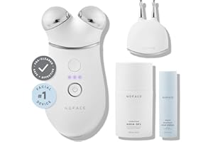 NuFACE Trinity+ Microcurrent Facial Device + Effective Lip & Eye Attachment - FDA Cleared Skin Tightening & Face Toning Device for Targeted Treatment + Microcurrent Gel Activator, Silk Crème & Brush
