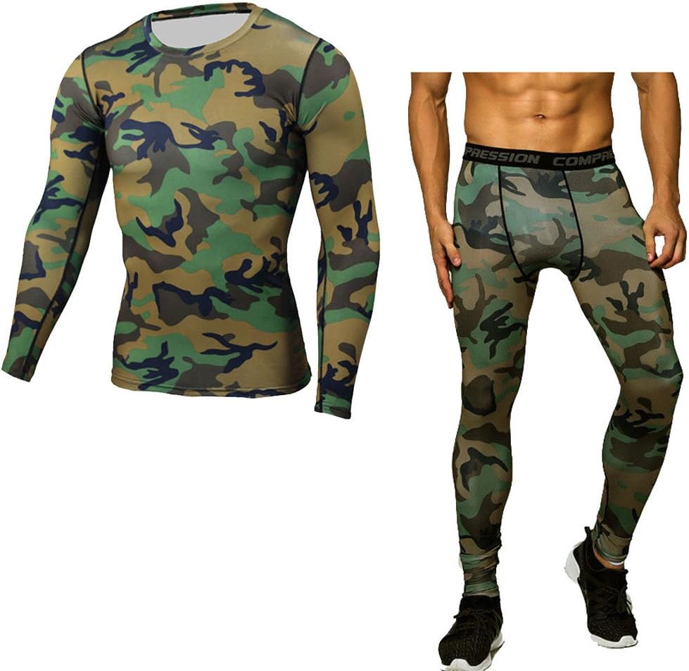 ZhuiKun Mens Compression Base Layer Wear Top + Pants Set Skin Tights
