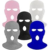 3 Hole Winter Knitted Mask, Full Face Cover Ski Scarf Mask Warm Balaclava for Adult Skiing, Motorcycle, UV Protection,Wind Protection