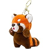 WANXINZHIQU Red Panda Cute Plush Keychain Gift Stuffed Anima Kawaii Backpack Accessories for Women Handbag Car Keys