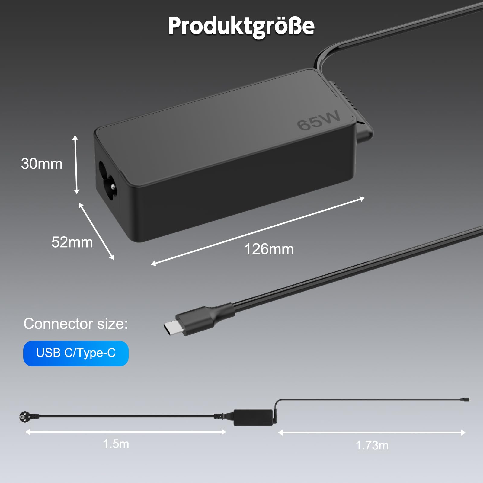 BIUBOTY 65W USB C Ladekabel Laptop Netzteil für Lenovo ThinkPad T14 T480 T490 E14 E15 X1 Carbon, Kompatibel mit L13 L14 Yoga 7i 9i – 20V 3.25A Laptop Ladegerät für Lenovo Netzteil 65W USB C 4