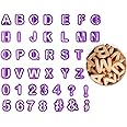 BlingKingdom 40pcs Alphabet Cookie Cutters Set Purple Plastic Letter Icing Cake Decorating Fondant Number Cutters Mould Tools for Sugarcraft Biscuit Pastry Plunger Baking