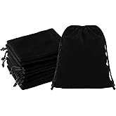Mandala Crafts Mini 3x4 Black Velvet Drawstring Bags - 100 Tiny Velvet Drawstring Pouches Bulk for Event and Wedding Favor, Gift Wrapping, Packaging, and Jewelry Gift Bags