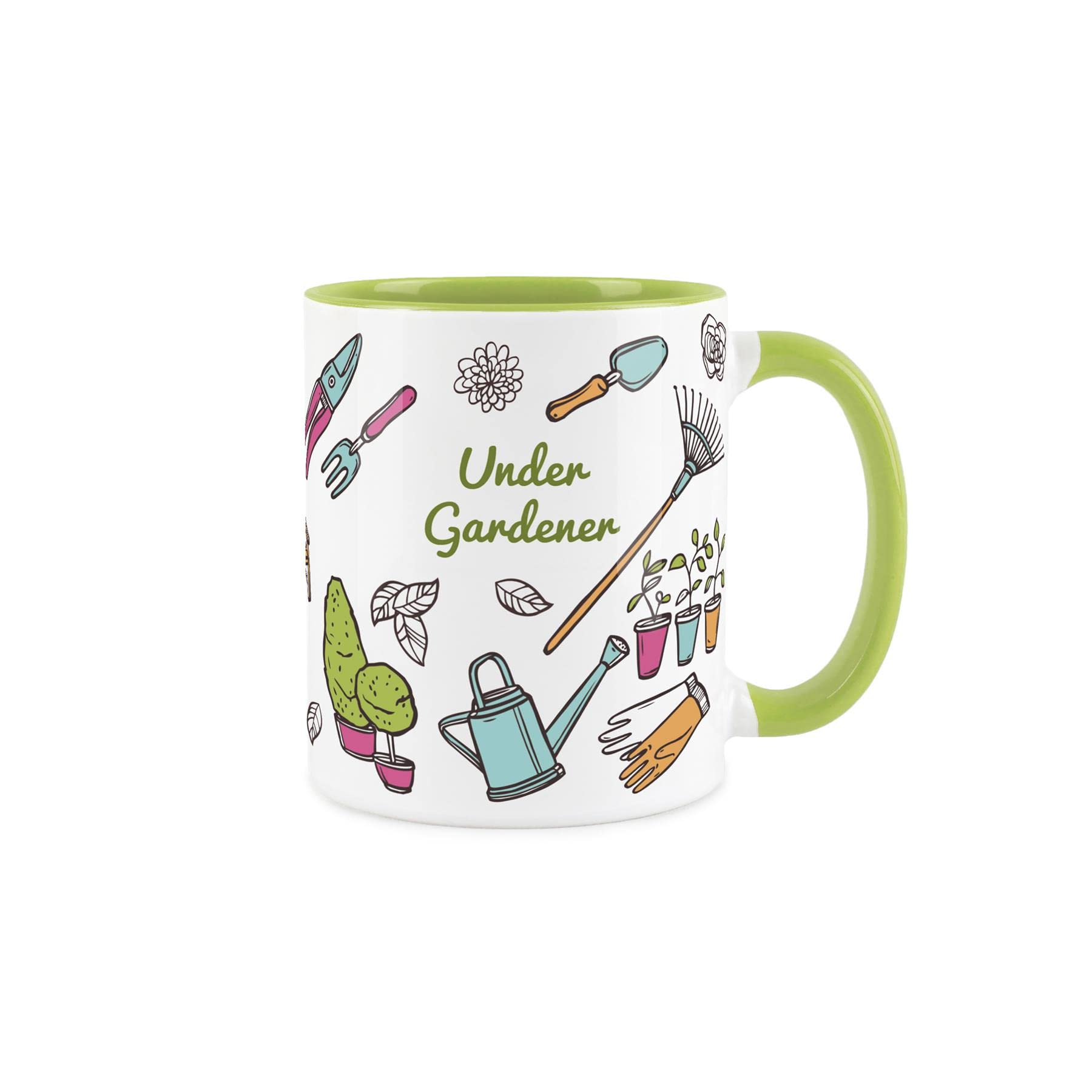 Purely Home Under Gardener Mug - Gardening White & Green Coffee/Tea Gift 11oz
