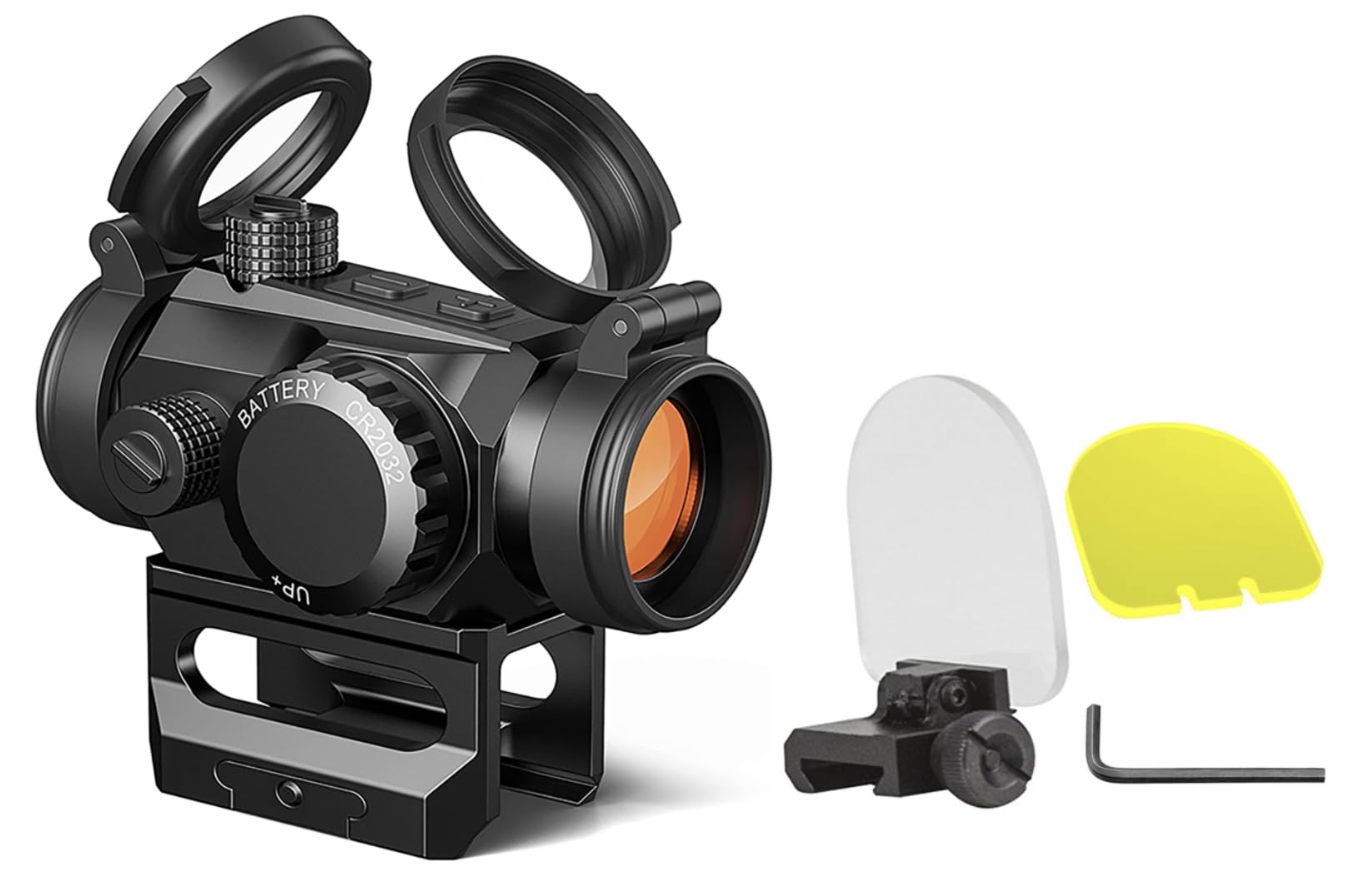 TREYTECH Summit Pro, Red Dot Sight,1x20mm 2MOA Red dot Scope Auto On & Off Motion Awake Compact Optics with Riser and Low-Profile Mount, Flip Up Lens Covers (Summit Pro with Lens Protector)