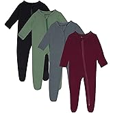 GUISBY 4-Pack Baby Boys Girls Zip-Front Sleeper Pajamas, Footed Sleep 'n Play