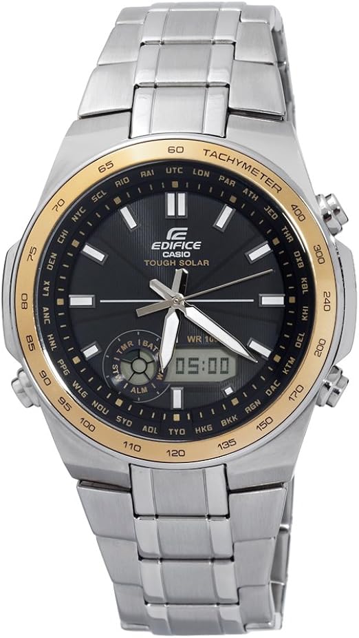 casio edifice men's solar powered steel bracelet watch