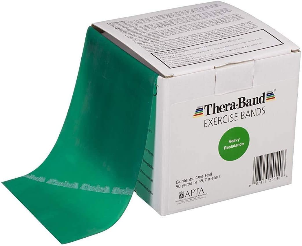 TheraBand - 20140 Resistance Bands, 50 Yard Roll Professional Latex Elastic Band For Upper & Lower Body & Core Exercise, Physical Therapy, Pilates, At-Home Workout, & Rehab, Green, Heavy, Intermediate Level 1: Industrial & Scientific