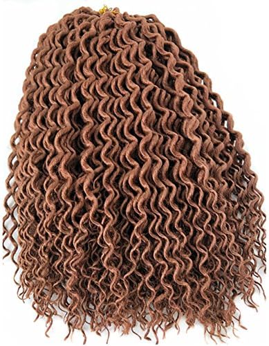 (3Packs) 18inch Curly Faux Locs Hair Deep Faux Locs Twist Braids Goddess Locs Crochet Braiding Hair Braids Mambo Hair Extension 24Roots/Pack (18inch, 30#)