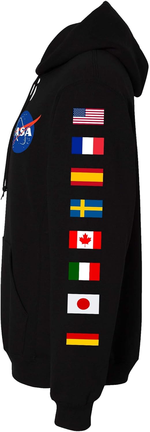 nasa hoodie with flags on sleeves